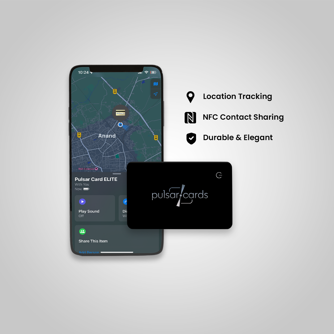 Pulsar Card ELITE – Location Tracking, NFC Contact Sharing, Smart Card (works with Apple Find My – iPhone)